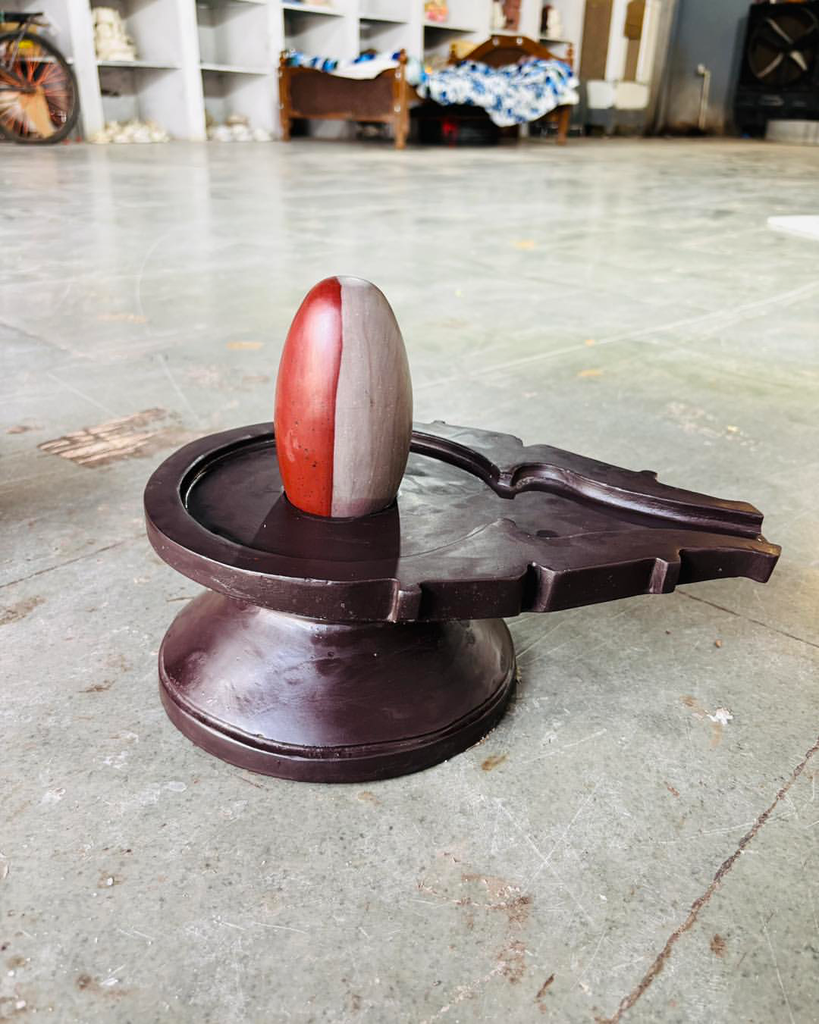 Ardhnareshwar Narmadeshwar 6 Inch Shivling With 12 Inch Narmada stone honey colour jaladhari (base)