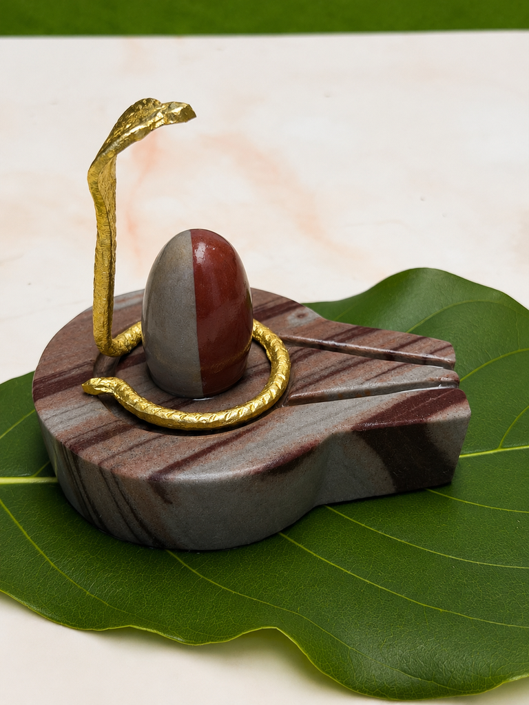 buy 2 Inch Ardhnareshwar shivling with narmada nadi ke patthar ki jaladhari and nag